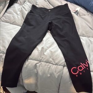 Calvin Klein Black Leggings with Pink Logo